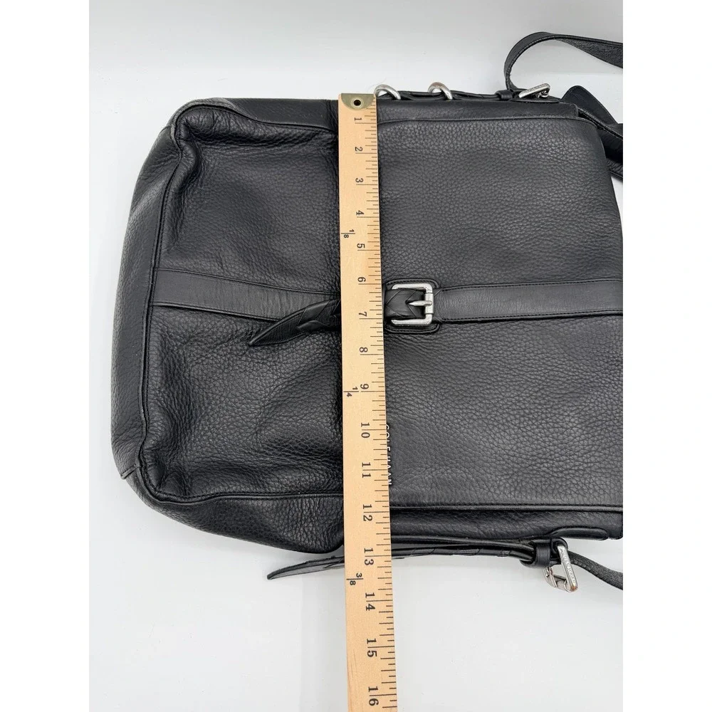 Cole Haan Messenger Bag Mens Large Black‎ Leather Crossbody Adjustable Strap